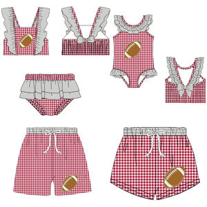 Bébé garçon fille Louisiane Collegiate Football Applique deux pièces <span class=keywords><strong>maillot</strong></span> <span class=keywords><strong>de</strong></span> <span class=keywords><strong>bain</strong></span> violet or vichy troncs enfant en bas âge famille maillots <span class=keywords><strong>de</strong></span> <span class=keywords><strong>bain</strong></span> - Product Image 2