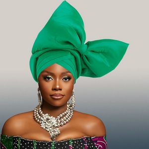 Turban <span class=keywords><strong>africain</strong></span> pour femmes, style Nigéria Auto Gele, avec grand nœud exagéré, couvre-chef pour mariage et fête - Product Image 2
