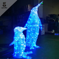 Lámpara LED Decorativa de Paisaje 3D con Forma de Pingüino, de Aluminio, para Exteriores, IP65, Multicolor, Recargable, con Batería, Regulable, para Uso Comercial y Festivo