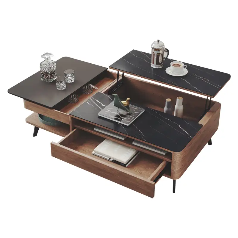 2021Hot販売木製ティーテーブル収納機能付き調節可能なリフトアップコーヒーテーブル