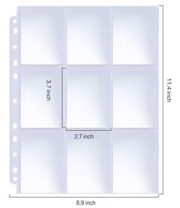 Customized 9 Sleeve Clear 11 Holes Double Side 20 Micron Binder Sheet Loose-leaf Card Protectors - Product Image 3