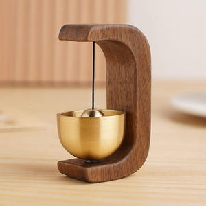 Letrero de pared de succión magnética, terapia de sonido nítido, timbre de cobre japonés, carillón de viento de haya pequeño para café, tienda de Piano, artesanías de madera - Product Image 1
