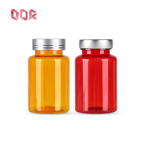 Rộng miệng Thuốc container Glossy Trắng/Đỏ nhiều màu sắc Pet lọ rỗng nhựa container với sáng bóng bạc Nắp - Product Image 1