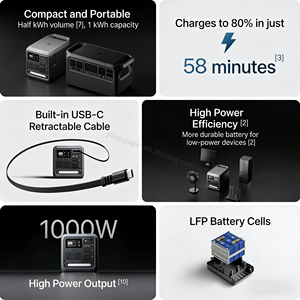 Station d'alimentation portable <span class=keywords><strong>DJI</strong></span> POWER 1000 <span class=keywords><strong>Mini</strong></span> 1008Wh avec <span class=keywords><strong>batterie</strong></span> LiFePO4 et générateur solaire pour usage extérieur - Product Image 4