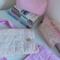 Bolsa de almacenamiento de libros de algodón acolchado hecho a mano suave para niñas hermoso diseño Floral estuche de propósito especial