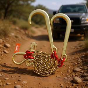 Chaîne de remorquage Vevor 5/16 po x 2 pi G80 avec crochet en J et bride en V, capacité 10800 lb, crochets de remorquage robustes - Product Image 2