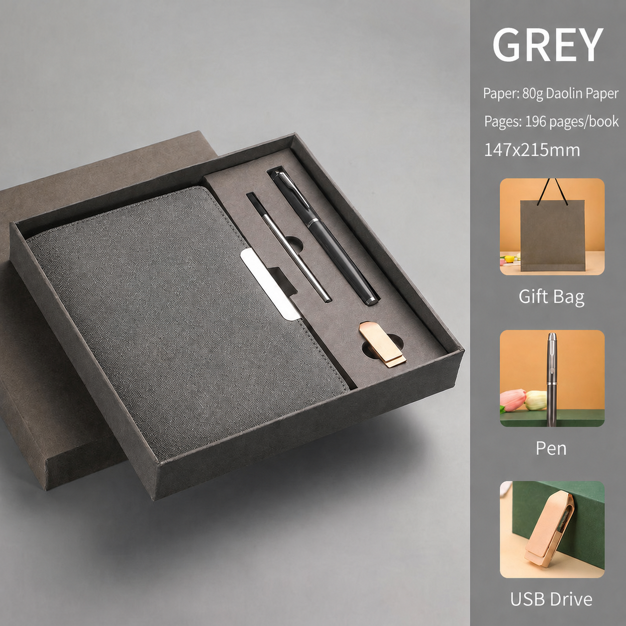 Traje gris con unidad USB