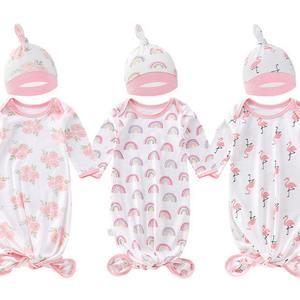 Ensemble de vêtements de nuit une pièce pour bébé nouveau-né sac de couchage tricoté emmaillotage anti-sursaut avec chapeau - Product Image 5