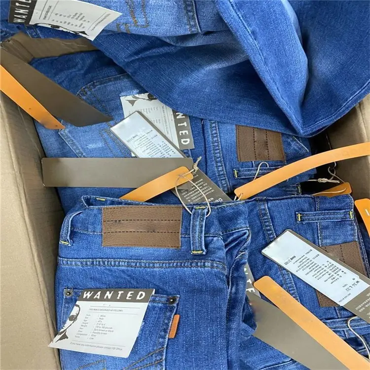 leftover clearance Fashion design apparel Stock second-hand cheapest mens denim straight jeans Wholesale in stock