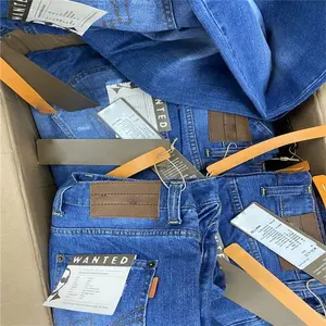 Liquidation des restes Vêtements de design de mode Stock Jeans droits en denim pour hommes d'occasion les moins chers Vente en gros en stock