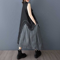 Robe en jean pour femme, style vintage, manches longues, polyvalente et d'aspect antique, nouvelle collection printemps-été