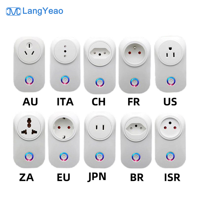 LangYeao Tuya Smart WiFi ZIGBEE Socket EU BR UK US IT AU FR Plug Timer Power Monitor Works Google Home Alexa Smartlife 16A