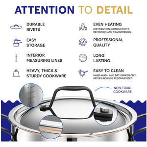 ชุดเครื่องครัวสแตนเลส,ผู้ผลิต<span class=keywords><strong>14</strong></span>ชิ้นหม้อและกระทะ5ชั้นแกนทองแดงชุดทำอาหารในครัวหม้อดัตช์เตาอบชุดกระทะ - Product Image 2