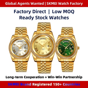 Montre à quartz pour homme SKMEI Factory 9419, nouvelles arrivées, cadran carré et rond, fonction date et jour, montres de haute qualité avec diamants, montre-bracelet pour homme - Product Image 1