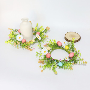 Decorative Wreath New Style Small Flower Spring <b>Candle</b> Ring Easter Egg Garland Valentine's Day Home Decoration High Quality Foam - Product Image 1