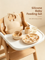 Ensemble de 10 assiettes et bols modernes en silicone de qualité alimentaire pour bébé, motif dessin animé, vaisselle pour bébé