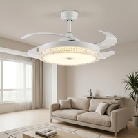 Ventilateur de plafond rétractable de 42 pouces avec lumière LED, lampe de ventilateur de plafond, pales transparentes, télécommande pour chambre à coucher et salon