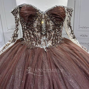 कंधे की क्विंनेरा प्रेम 150 ब्राउन ग्लिटर गेंद कंधे के साथ गाउन - Product Image 4