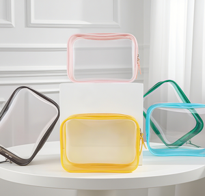 Yeni ürünler Pvc kozmetik çantaları su geçirmez renkli tuvalet seyahat kılıfı kiti temizle makyaj çantası kozmetik seyahat için - Product Image 1