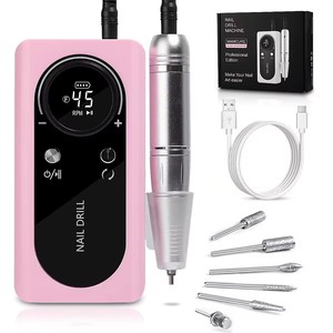 45000RPM Rechargeable Nail <b>Drill</b> Machine Portable Electric E File Manicure Polisher with Nail <b>Bits</b> - Product Image 1