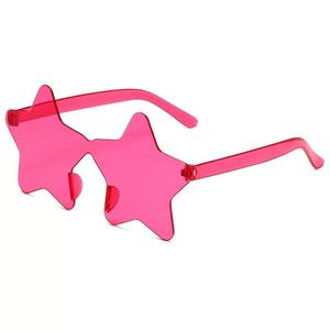 Lunettes de soleil sans monture en forme d'étoile, en PC, légères, unisexe, style bouclier décoratif miroir, été 2025 - Product Image 1
