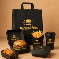 Boîtes d'emballage alimentaire personnalisées en papier kraft de qualité alimentaire jetables pour la restauration rapide à emporter, restaurant, hamburger, poulet, frites