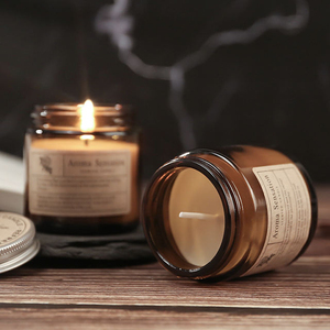 Vente en gros d'usine, pots à bougies créatifs modernes et élégants, pots à bougies en verre personnalisés avec couvercles en bois de bambou et en fer - Product Image 1