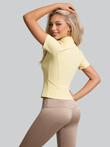 Women Full Zip Stand Collar Yoga Crop <b>Jackets</b> Slim Fit Stretchy Short Sleeve Athletic Top Breathable Running <b>Workout</b> Active Wear - Product Image 4