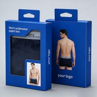 Boîte à chaussettes en carton mat laminé avec encre de soja, conception de logo personnalisé, boîtes pour sous-vêtements masculins, boîte pour sous-vêtements et t-shirts pour hommes avec cintre et fenêtre