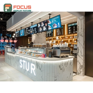 Creative Coffee Service Counter Front Cashier Zone Barista Area Oak Grain Cafe Service Counter - Product Image 3