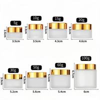 Pots en verre givré personnalisés pour crème de soin avec couvercle doré en tailles 30g/50g/100g pour l'emballage de crème pour le visage