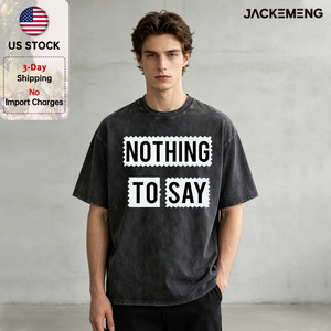Übergroßes 'NOTHING to SAY' Sarkastisches Streetwear Retro T-Shirt USA Lokales Lager Großhandel Hip-Hop Kurzarm-Shirt - Product Image 1