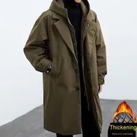 2025 hiver à la mode Style coréen hommes mi-longueur deux pièces à capuche Parka manteau couleur unie support fermeture éclair nouvelles vestes d'extérieur
