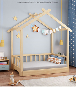 Cama Retráctil de Madera Maciza para Niño y Niña, Cama Retráctil Creativa, Casa Pequeña Individual - Product Image 5