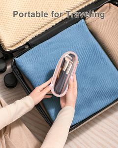 Organisateur de cosmétiques transparent en PVC avec fermeture éclair, trousse de maquillage portable étanche, étui pour outils de beauté, grande capacité, résistant à l'usure - Product Image 6