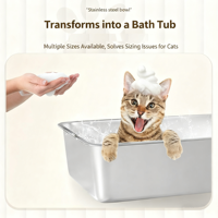 Bac à litière pour chat en acier inoxydable 201 durable, écologique, anti-rayures, facile à nettoyer
