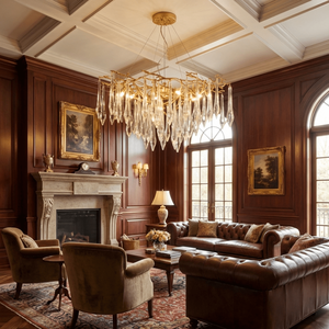 Lámpara de Araña de Cristal para Comedor y Sala de Estar, Estilo Lujoso, Ramas de Latón, LED de Alto CRI, Sin Parpadeo, Lámpara Colgante Postmoderna con Diseño de Gota de Agua - Product Image 5