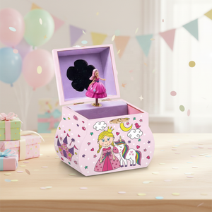 Boîte à musique en bois à manivelle avec ballerine et princesse <span class=keywords><strong>de</strong></span> <span class=keywords><strong>dessin</strong></span> <span class=keywords><strong>animé</strong></span>, musique personnalisable pour petites filles - Cadeau d'anniversaire - Product Image 1