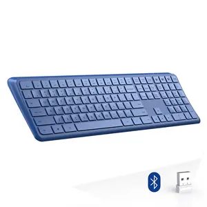 Clavier Bluetooth Sans Fil Teclado Inalambrico Ergonomic Muti-Paired Bluetooth+2.4G Curved Keyboard Wireless Computer Keyboard
