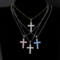 Nouveau collier pendentif croix en zircone synthétique, bijoux de protection et de bénédiction, cadeaux pour hommes et femmes, ensemble de colliers croix hip-hop