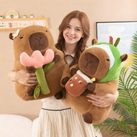 Peluche Capybara brodée ultra douce avec tasse à bubble tea – Cadeau anti-stress pour tous les âges, unisexe, vente en gros