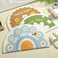 Tapis de salle de bain semi-circulaire de luxe, extra doux et absorbant, en polyester écologique imprimé, antidérapant, tapis de bain moelleux et pelucheux