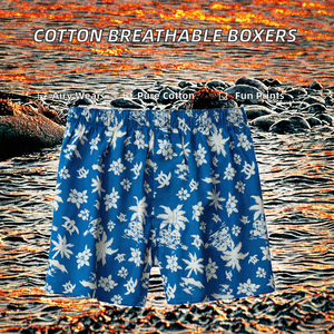 Calzoncillos Bóxer de Alta Calidad 100% Algodón Transpirable de Tiro Medio con Estampado para Hombre Tallas Grandes - Product Image 2