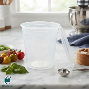 Vasos Desechables de PP para Comida, Recipientes Redondos Transparentes de Plástico con Tapas para Llevar, Catering, Aperitivos, Postres y Salsas - Product Image 1