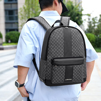 Sac à dos unisexe haut de gamme en PU à motif damier, fermeture éclair durable, grande capacité, pour ordinateur portable, voyages d'affaires et loisirs, design incurvé