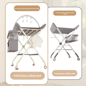 Foldable Multi-functional Baby Changing Table for Newborn Bath Massage Touch with Adjustable Height, Portable Nursery - Product Image 2