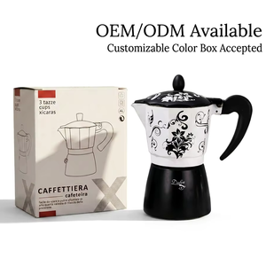 Kingze OEM Cafetière en aluminium pour cuisinière personnalisée 1 3 <span class=keywords><strong>6</strong></span> <span class=keywords><strong>tasses</strong></span> Pot Moka Espresso italien vintage - Product Image 4