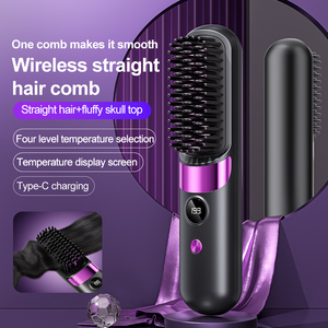Spazzola Lisciante <span class=keywords><strong>Senza</strong></span> Fili con Display LCD e 4 Impostazioni di Calore, Pettine Portatile a Riscaldamento Rapido - Product Image 5