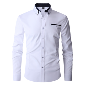 Camicia Casual da lavoro con bottoni senza ferro con colletto antirughe da <span class=keywords><strong>uomo</strong></span> camicia a maniche lunghe - Product Image 1