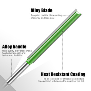 1/4 inch và 6mm Shank đôi sáo màu xanh lá cây kéo dài Bộ định tuyến bit công cụ chế biến gỗ thép vonfram cắt tỉa thẳng - Product Image 2